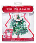 The Sugarplum Cookie Tray Gifting Kit Tree/6pkg includes a tree-shaped tray, gift tags, red and white twine, and clear bags—ideal for holiday treat exchanges with festive red and white designs.