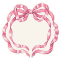 A delicate, hand-drawn pink ribbon forms a heart-shaped bow on these Hester & Cook Die-cut Pink Bow Placemat sheets (set of 12), part of the Pink Bow Collection and set against a light beige background.