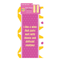 The Difficult Relatives Towel by Drinks On Me is a funny pink dish towel with yellow polka dots and trim, reading: "I like a wine that pairs well with cheese and difficult relatives." Great for kitchen humor or unique housewarming gifts.