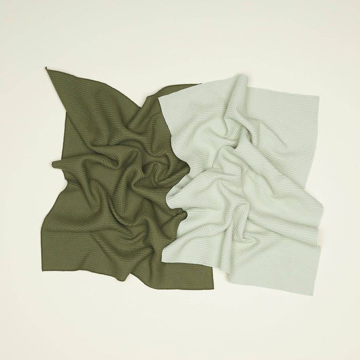 Essential Waffle Dish Towels in Olive & Sage | Set of 2