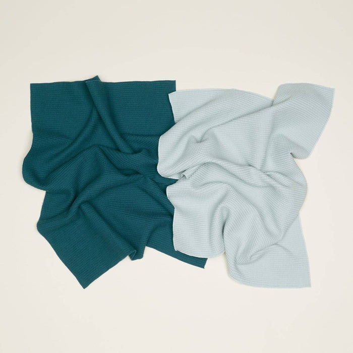 Essential Waffle Dish Towels in Sky & Peacock | Set of 2