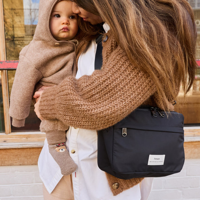 Finnson - FRIDA Eco Stroller Organiser with Stroller Clips - Black - Mabel & Fox