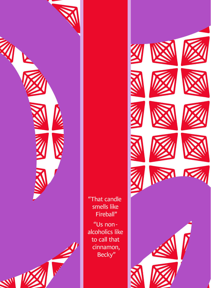 Add bold purple shapes to your kitchen with the Fireball Dish Towel by Drinks On Me! Featuring a red and white geometric pattern and a quirky center strip—makes a perfect funny or humorous kitchen towel gift for friends.