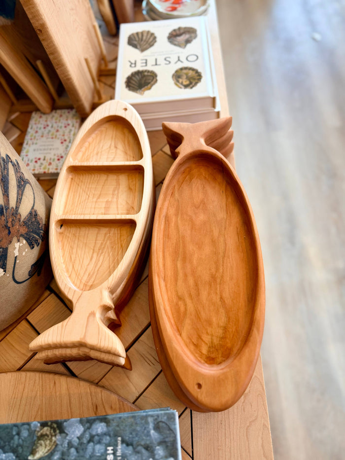 Fish Catch-all Tray with Compartments | Maple Wood