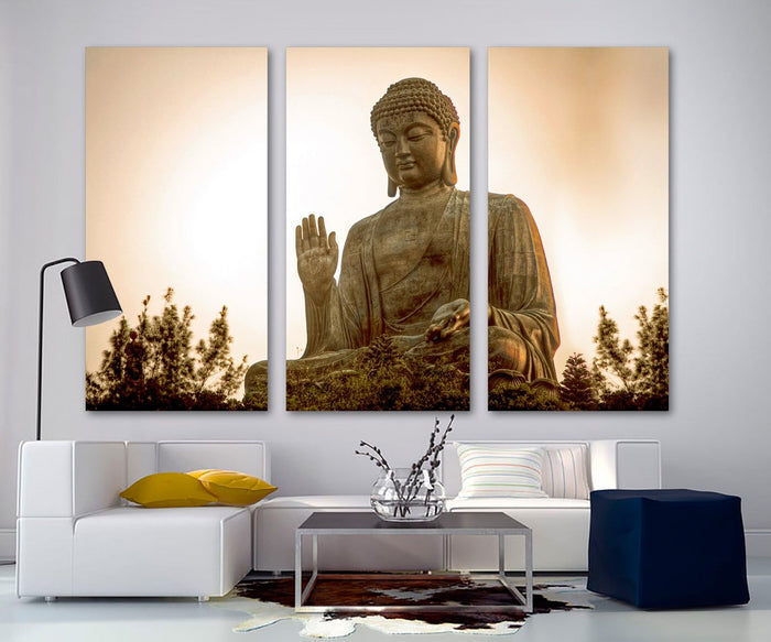 Giant Buddha Meditation Religion Wall Art Frame Canvas Printing Decor