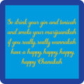The Gin and Tonica Coaster by Drinks On Me features a blue square with rounded corners, a lighter blue center, and yellow cursive text: So drink your gin and tonikah... Perfect for adding humor to your bar cart or as a quirky drink coaster.