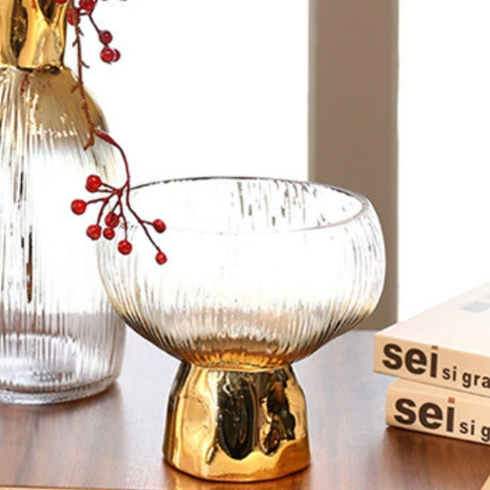 Glass Vase - Mushroom with Gold Base