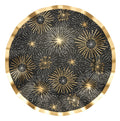 Elevate your holiday gatherings with Sophistiplate’s Gold Disco Coupe Dinner Plates (8pk). These round black plates feature a dazzling gold foil trim and an eye-catching pattern of sparkling gold fireworks radiating from the center, creating a festive and celebratory look. The disposable wavy edge design combines elegance with convenience, making them the perfect choice for New Year’s celebrations.
