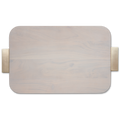 The Maple Gray Acacia Wood Cutting Board, 18 x 12", features a blank surface with no engraving and gold handles on each short side, ideal for stylish serving or use as a tray, displayed against a white background.