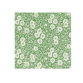 The Green Calico Paper Cocktail Napkins (20pk) by Hester & Cook feature a vintage square design with detailed white flowers and leaves on a green background—an elegant, botanical choice for any gathering.