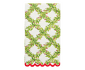 Add festive Christmas flair to your table with Sophistiplate's Holly Berry Guest Towels (20pk), featuring a holly berry and green leaf lattice pattern with red scalloped trim—the perfect decorative napkin for holiday gatherings.