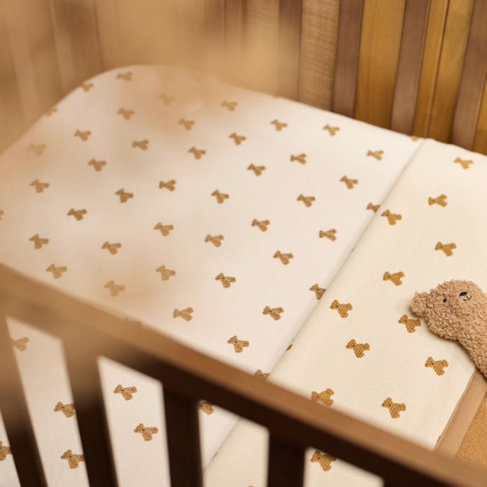 Jollein - Fitted Sheet Jersey 60x120cm - Mini Teddy Bear
