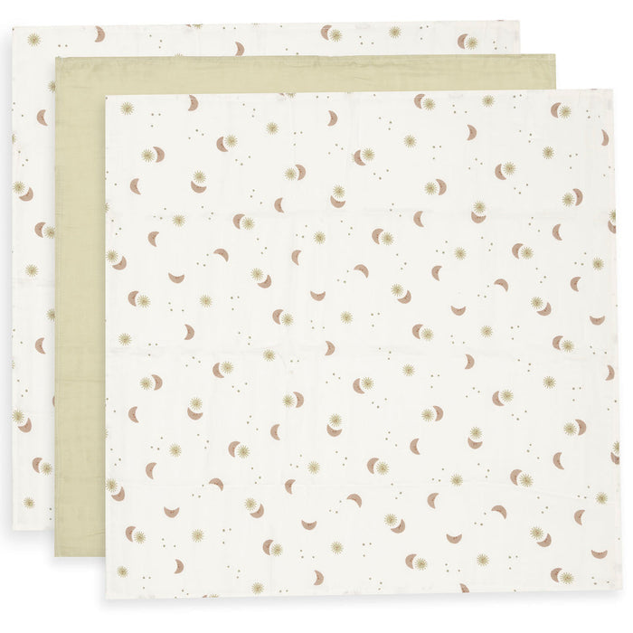 Jollein – Muslin Cloth 70 x 70cm – Over the Moon (3 Pack) - Mabel & Fox
