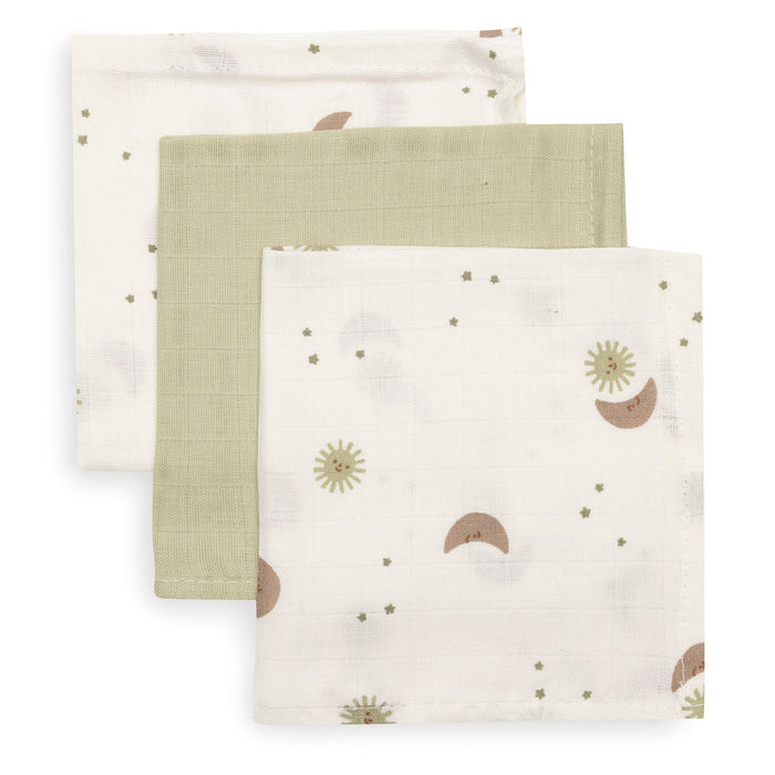 Jollein – Muslin Mouth Cloths 31 x 31cm – Over the Moon (3 Pack) - Mabel & Fox