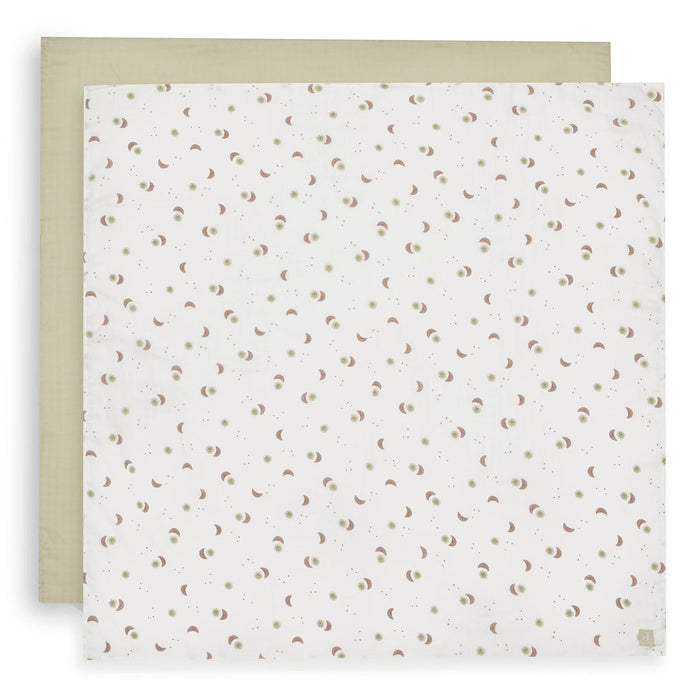 Jollein – Swaddle Muslin 115 x 115cm – Over the Moon (2 Pack) - Mabel & Fox