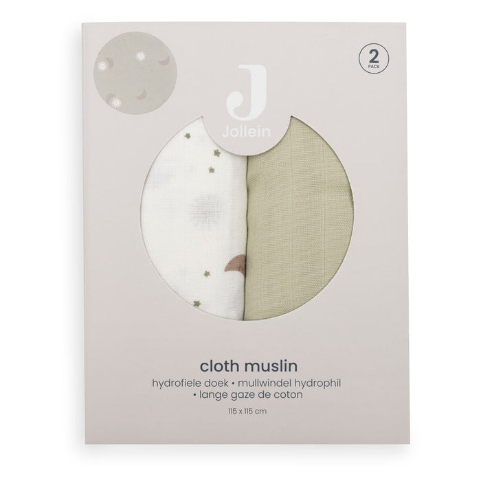 Jollein – Swaddle Muslin 115 x 115cm – Over the Moon (2 Pack) - Mabel & Fox