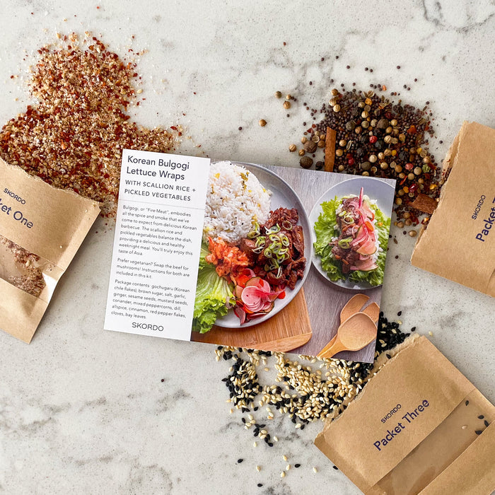 Korean Bulgogi Lettuce Wraps with Scallion Rice + Pickled Vegetables Recipe Kit