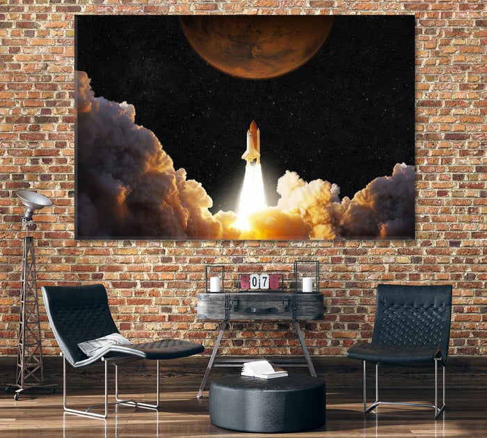 Launching Spacecraft Shuttle Wall Art Decor Frame Canvas Printing-1Panel