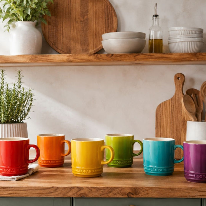 Leopard - Rainbow Coffee Mug Set - 6 Piece