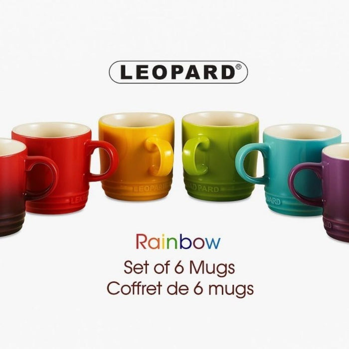 Leopard - Rainbow Coffee Mug Set - 6 Piece