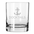 The Maple Lexington Double Old Fashion | Docktails | 12.5oz is a clear tumbler etched with an anchor and "DOCKTAILS"—a unique Father's Day gift.