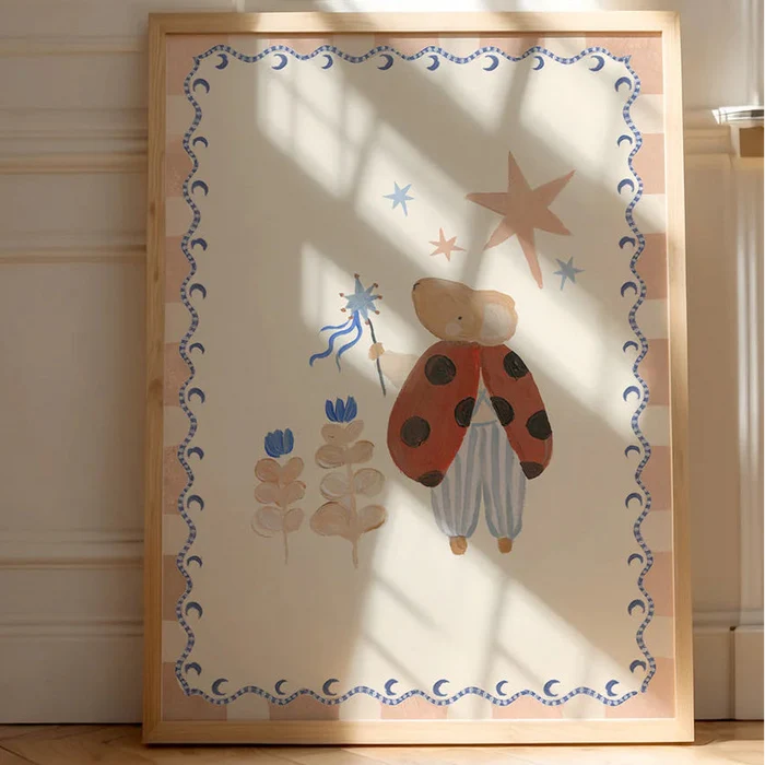 Lion & The Pear - Hand-Illustrated Print - Ladybird Mouse - Mabel & Fox