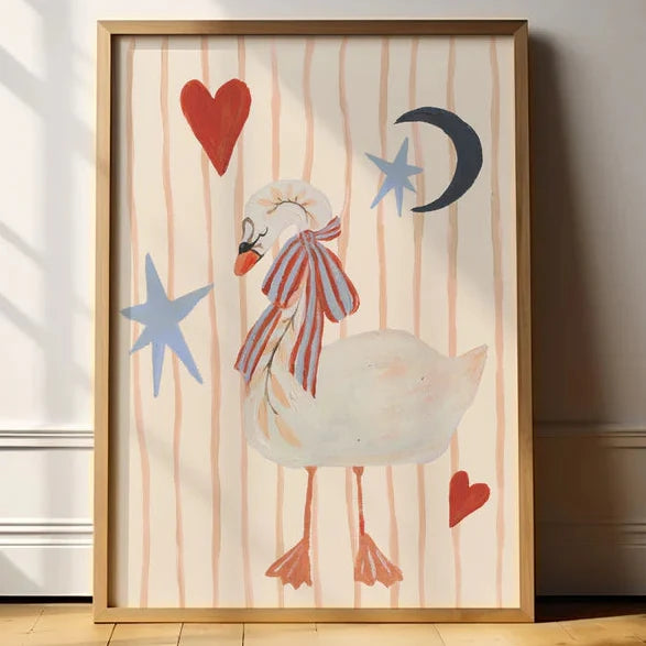 Lion & The Pear - Hand-Illustrated Print - The Swan & The Moon - Mabel & Fox
