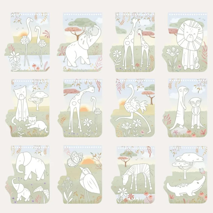 Little Dutch – Shaped Colouring Book – Safari Flamingo - Mabel & Fox
