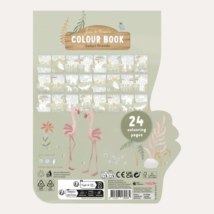 Little Dutch – Shaped Colouring Book – Safari Flamingo - Mabel & Fox