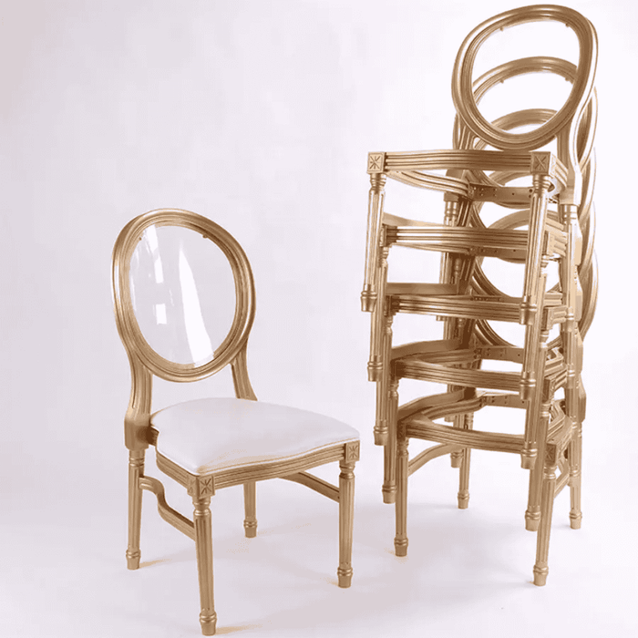 Louis Chair - Plastic Wood Look - Clear Back
