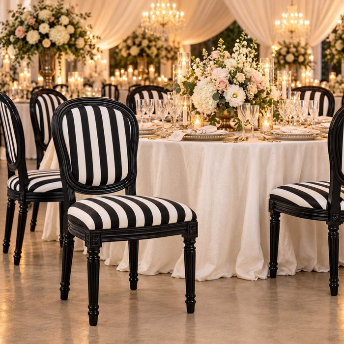 Louis Chair - Striped - Black & White