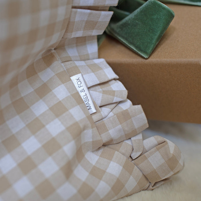 Mabel & Fox - Beige Gingham Ruffle Gift Sack