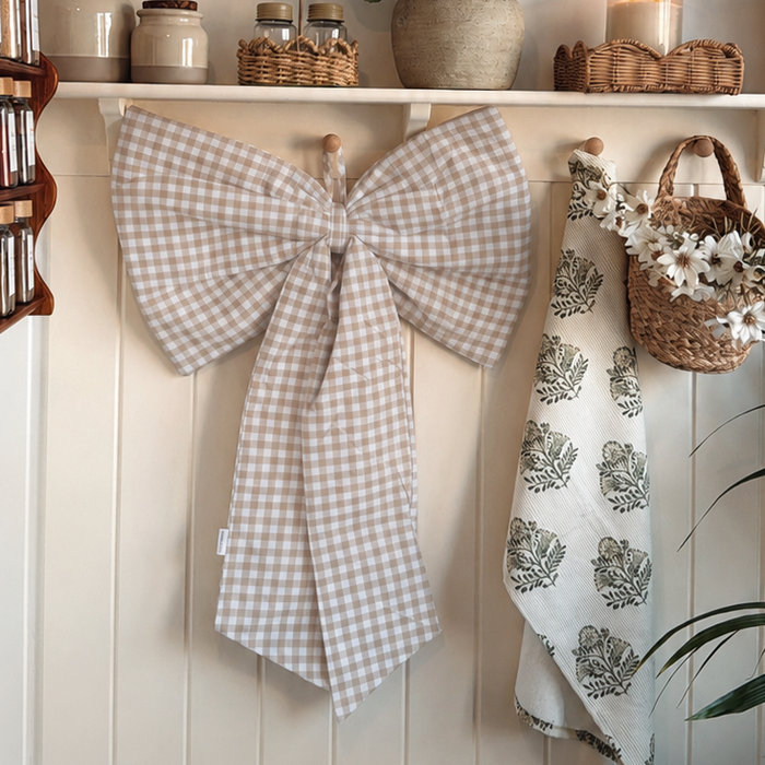 Mabel & Fox - Gingham Bow - Beige