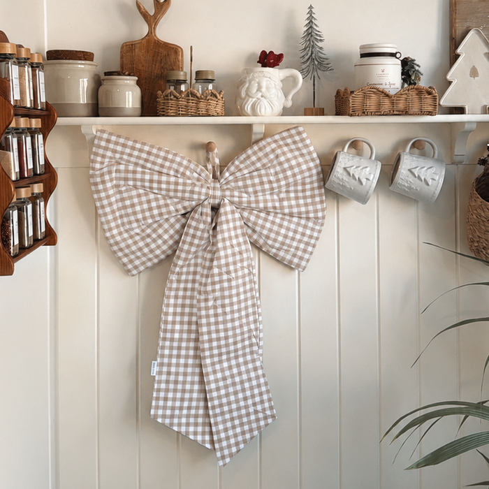 Mabel & Fox - Gingham Bow - Beige