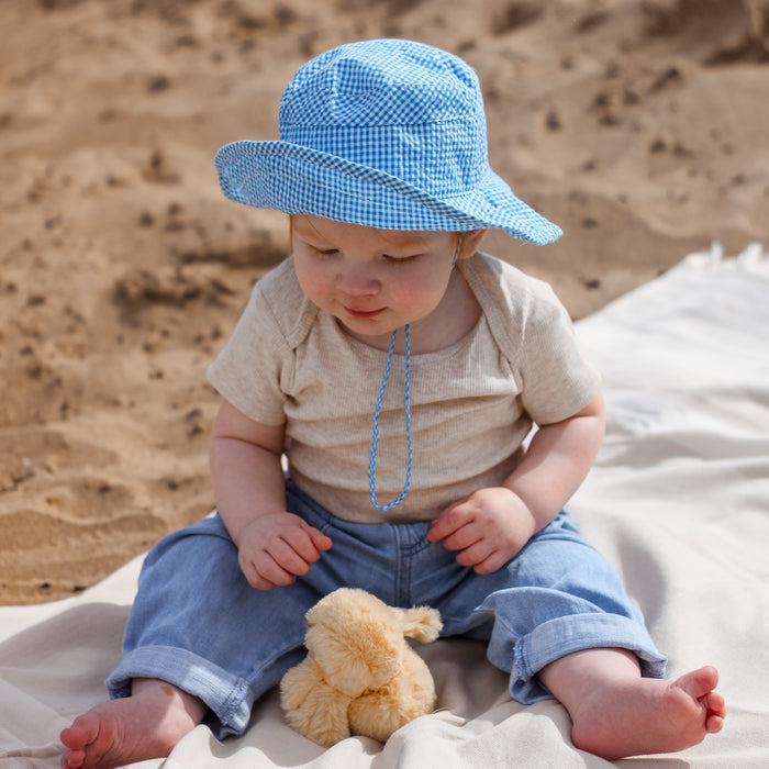 Mabel & Fox - Gingham Sun Hat - Blue - Mabel & Fox