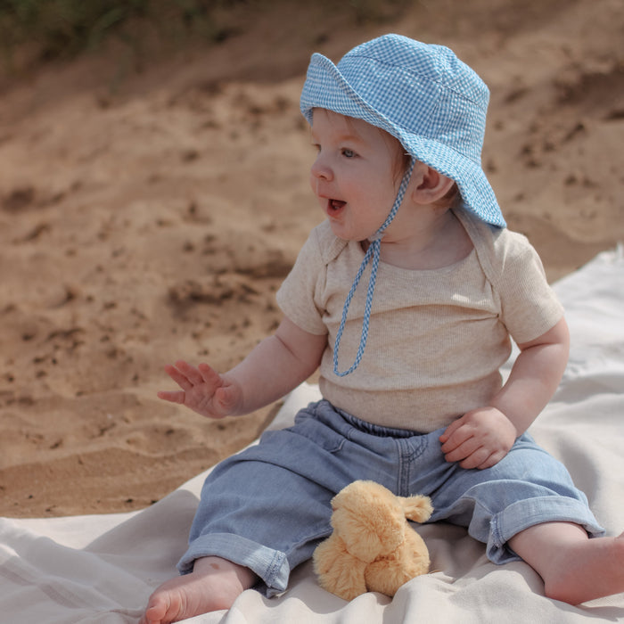 Mabel & Fox - Gingham Sun Hat - Blue - Mabel & Fox