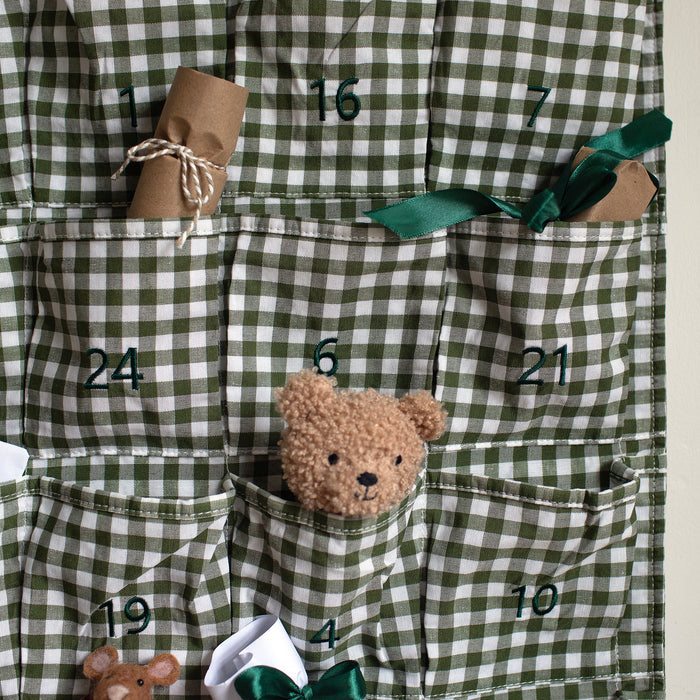 Mabel & Fox - Personalised Green Gingham Advent Calendar - Embroidered - Mabel & Fox