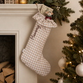 Mabel & Fox - Personalised Beige Gingham Stocking - Embroidered
