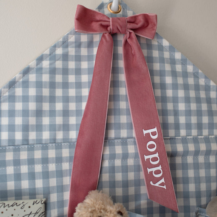 Mabel & Fox - Personalised Blue Gingham Advent Calendar - Velvet Bow