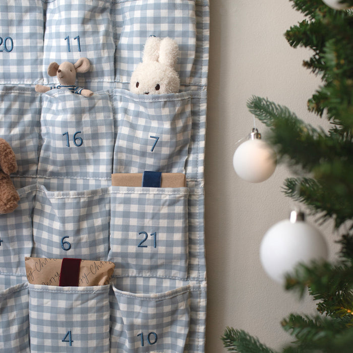 Mabel & Fox - Personalised Blue Gingham Advent Calendar - Velvet Bow