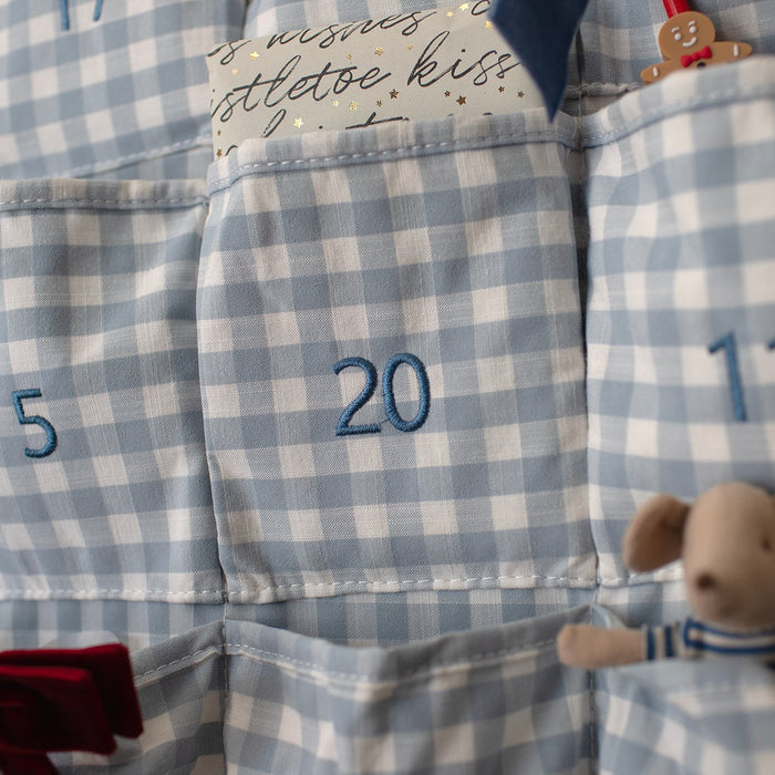 Mabel & Fox - Personalised Blue Gingham Advent Calendar - Velvet Bow