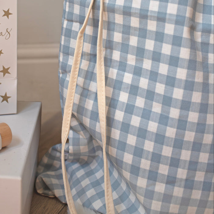 Mabel & Fox - Personalised Blue Gingham Gift Sack - Embroidered