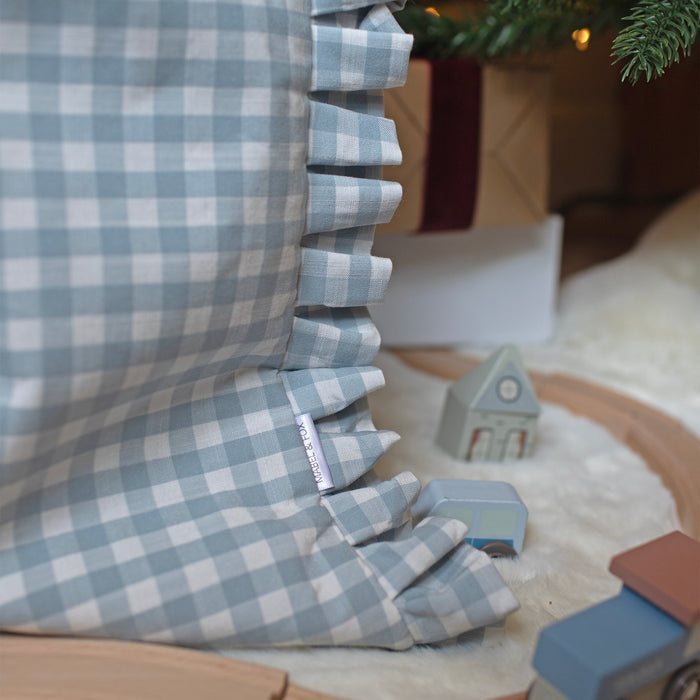 Mabel & Fox - Personalised Blue Gingham Ruffle Gift Sack - Velvet Bow