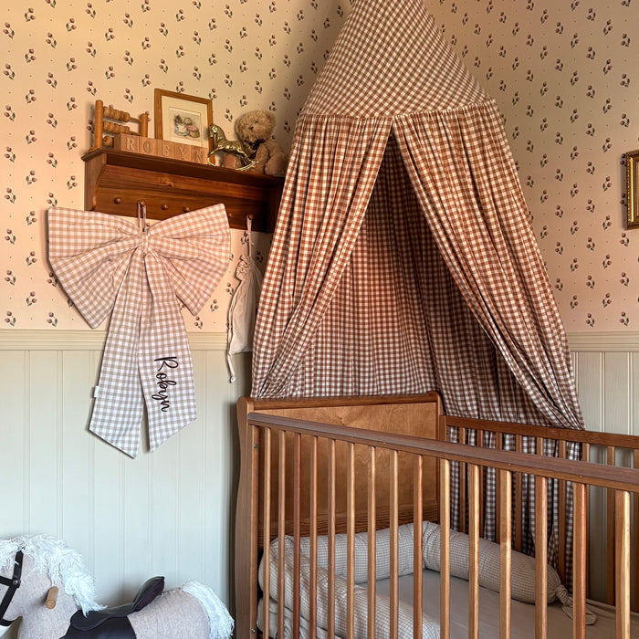Mabel & Fox - Personalised Gingham Bow - Beige