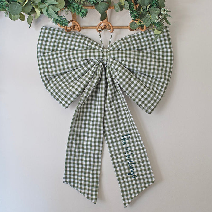 Mabel & Fox - Personalised Gingham Bow - Green