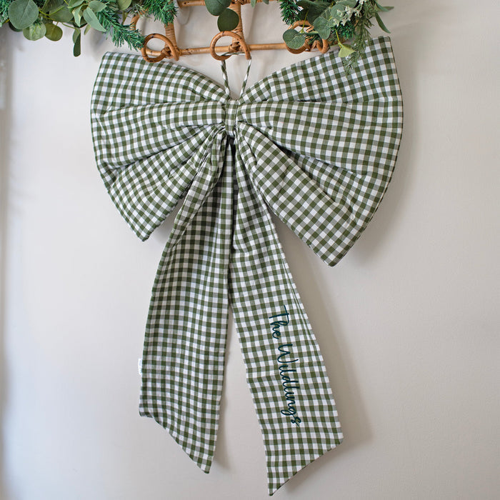 Mabel & Fox - Personalised Gingham Bow - Green