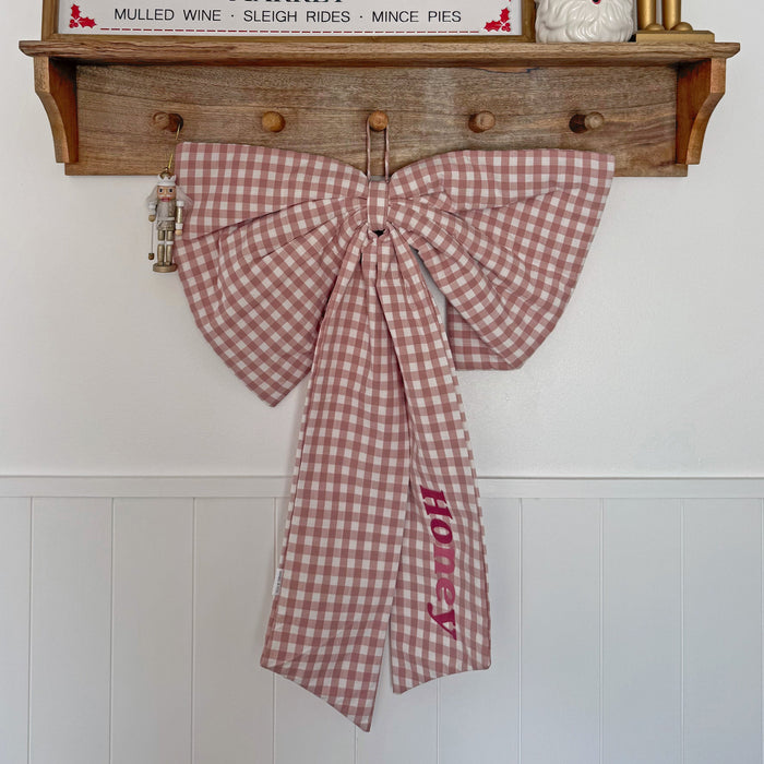 Mabel & Fox - Personalised Gingham Bow - Pink