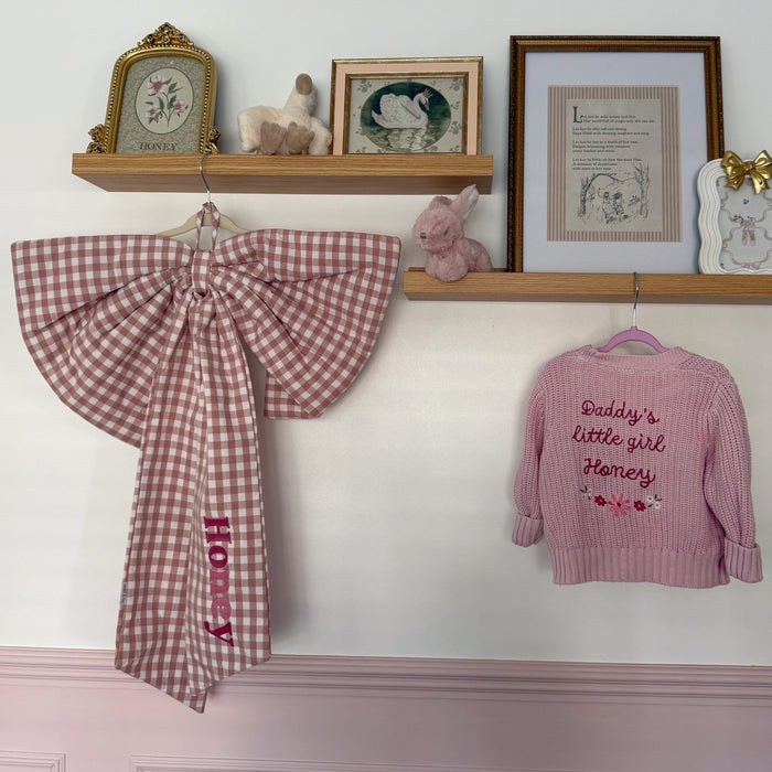 Mabel & Fox - Personalised Gingham Bow - Pink