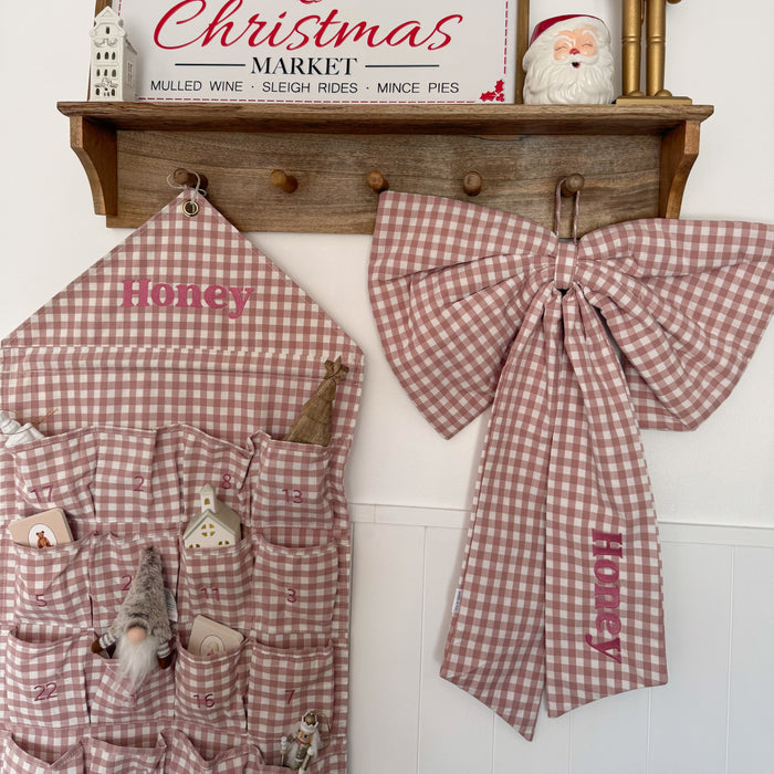 Mabel & Fox - Personalised Gingham Bow - Pink
