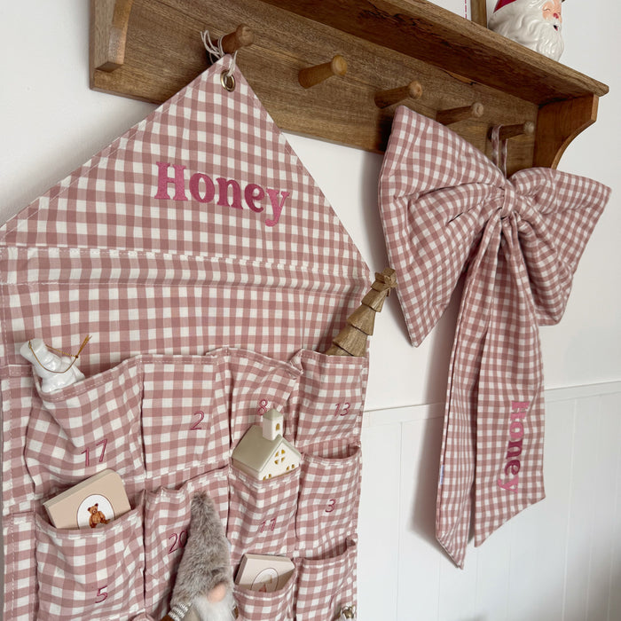 Mabel & Fox - Personalised Gingham Bow - Pink